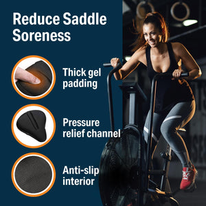 Bikeroo Comfort Bike Seat Cushion - Padded Gel Cover for Exercise, Mountain & Road Bikes, Universal Fit for Peloton & Stationary Bikes