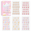 Laza 120pcs Children Nails Press On Pre-glue Full Cover Nail Tips Kit Glitter Gradient Color Rainbow Short Artificial False Nail Kits Lovely Christmas Gift for Children Kids Girls - Silver Pearl - Rainbow Flower