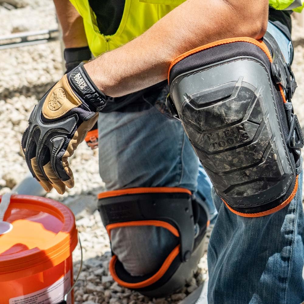 Buy now Klein Tools 60491 Hinged Knee Pads, Heavy Duty Gel Foam Protective Knee Pads with Quick-Fasten Buckle and Thigh Strap, Black at indiglob india