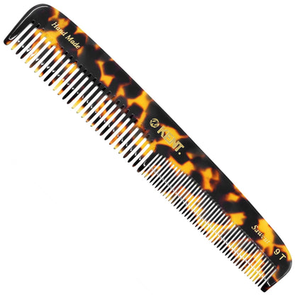 Kent 9T Tortoiseshell Fine Tooth and Wide Tooth Comb - Large Handmade and Saw-Cut Fine Hair Dressing Comb - Wet Hair Detangler Combs for Women and Durable Grooming Made in England