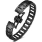 Feraco Mens Magnetic Bracelet Titanium Steel Magnetic Bracelet with Double Row 4 Elements Magnets (Silver)