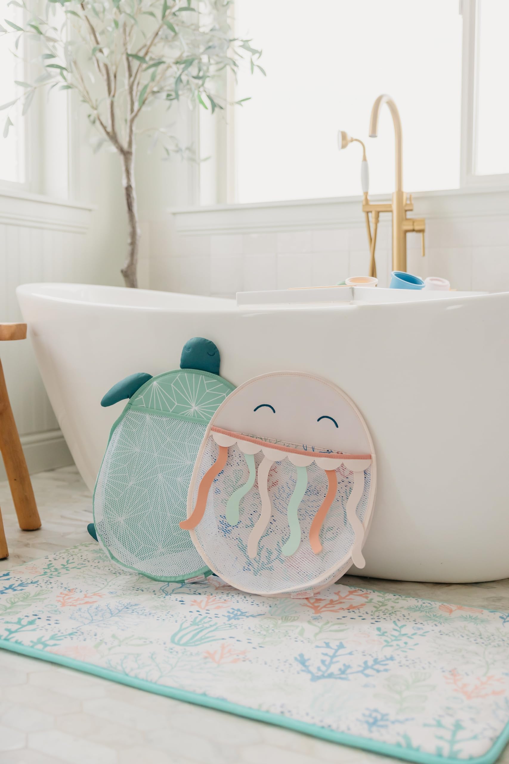 Buy now Copper Pearl Oceana Bath Toy Organizer with Suction Cups Extra-Large Mesh Bath Toy Holder for Bathtub, Quick-Dry Bath Toy Storage Net, Convenient Bath Toy Net for Tub - Cora at indiglob india