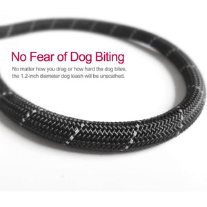 10 FT Strong Dog Leash Extra Heavy Duty Rock Climbing Rope Comfortable Padded Handle Highly Reflective Threads for Small Medium Large Dogs, 1/2 inch Diameter (Black Black) - My Store