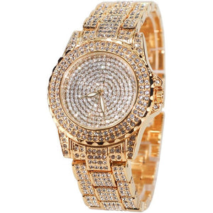 Smalody Round Luxury Women Watch Crystal Rhinestone Diamond Watches Stainless Steel Wristwatch Iced Out Watch with Japan Quartz Movement for Women | Simulated Lab Diamonds