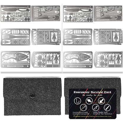 PSKOOK 12 Pcs Survival Multitool Card Emergency Camping Tool EDC Kit in Your Wallet Outdoor Hunting Fishing Hiking Gear
