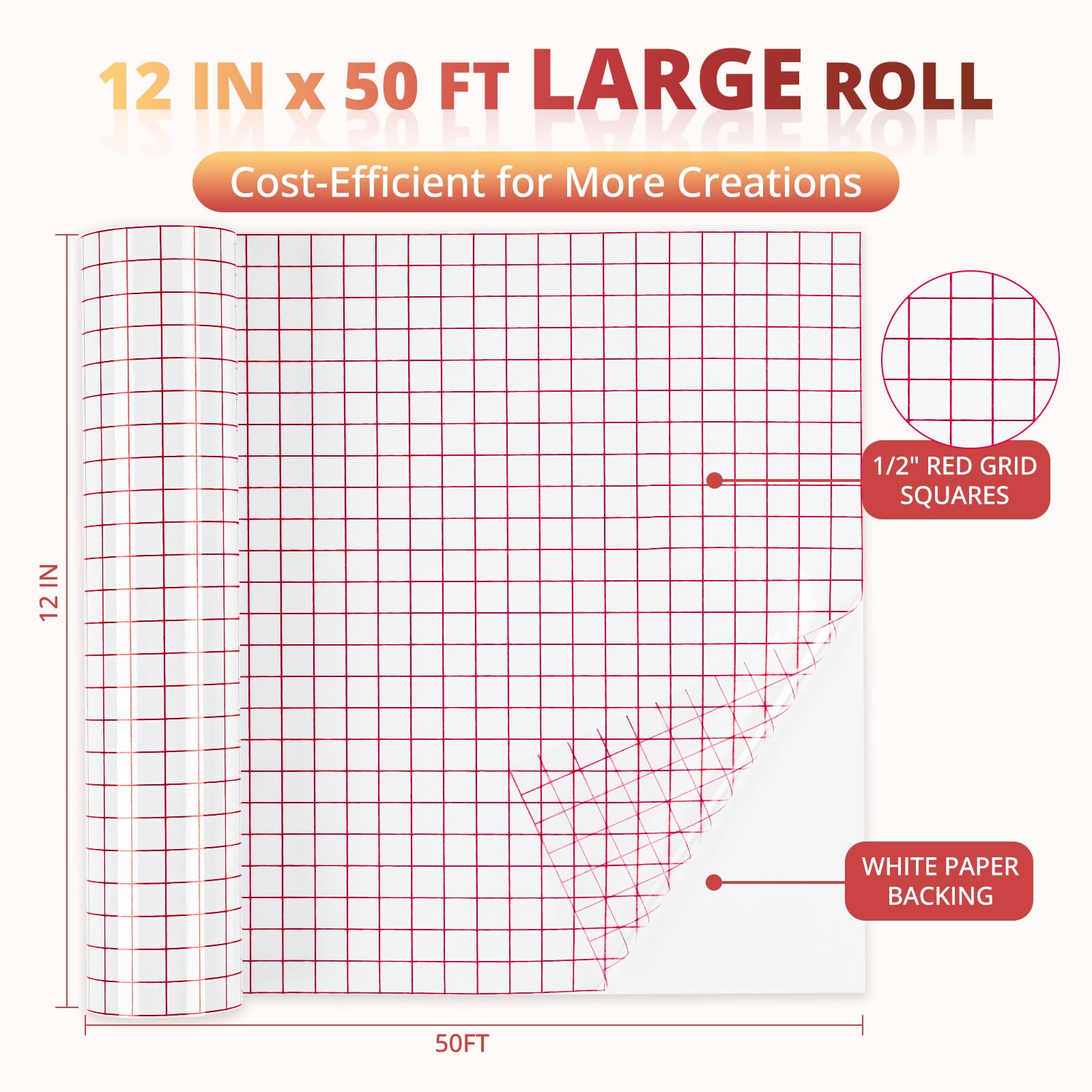 Buy now YRYM HT Clear Vinyl Transfer Paper Tape Roll-12 x 50 FT w/Alignment Grid Application Tape for Silhouette Cameo, Adhesive Vinyl for Decals, Signs, Windows, Stickers at indiglob india