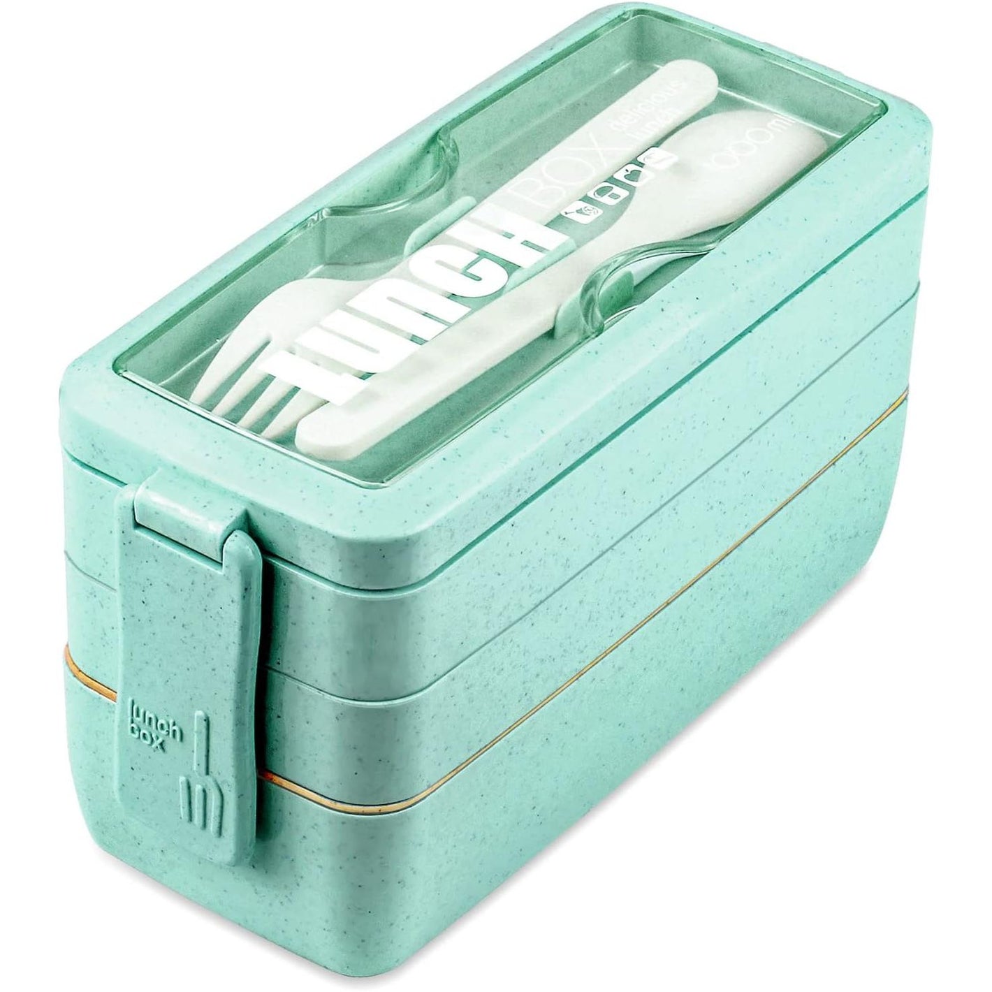 Iteryn Bento Box Lunch Box, 3-In-1 Compartment Containers - Wheat Straw, Leakproof Stackable Bento Lunch Box Meal Prep