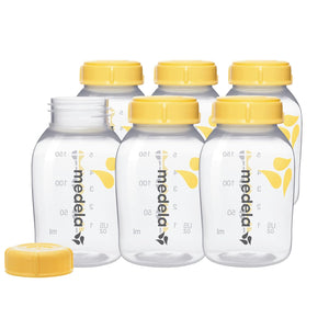 Breast Milk Collection and Storage Bottles with Solid Lids - 6pk/5oz-150mL Breastmilk Container, Compatible with Medela Breast Pumps and Made Without BPA