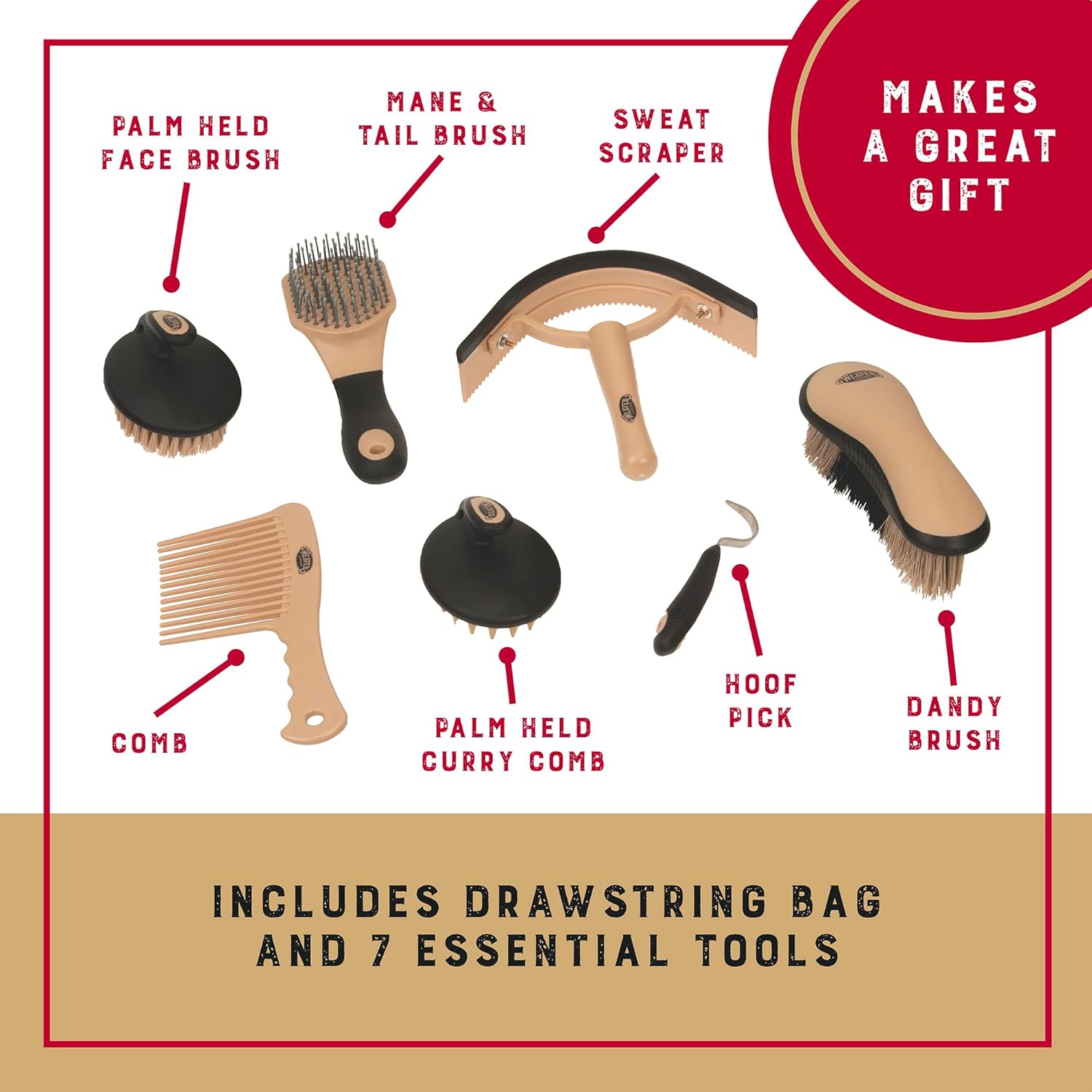 Buy now Weaver Leather Grooming Kit, Black/Beige, 65-2055-BK at indiglob india