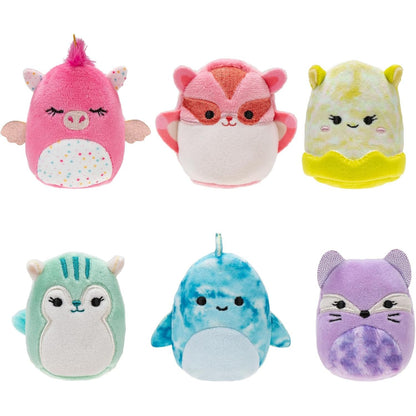 Squishville by Original Squishmallows Black and White Squad Plush - Six 2-Inch Squishmallows Plush Including Tajo, Kayce, Bambalina, Landi, Nathaniel, and Basma - Toys for Kids