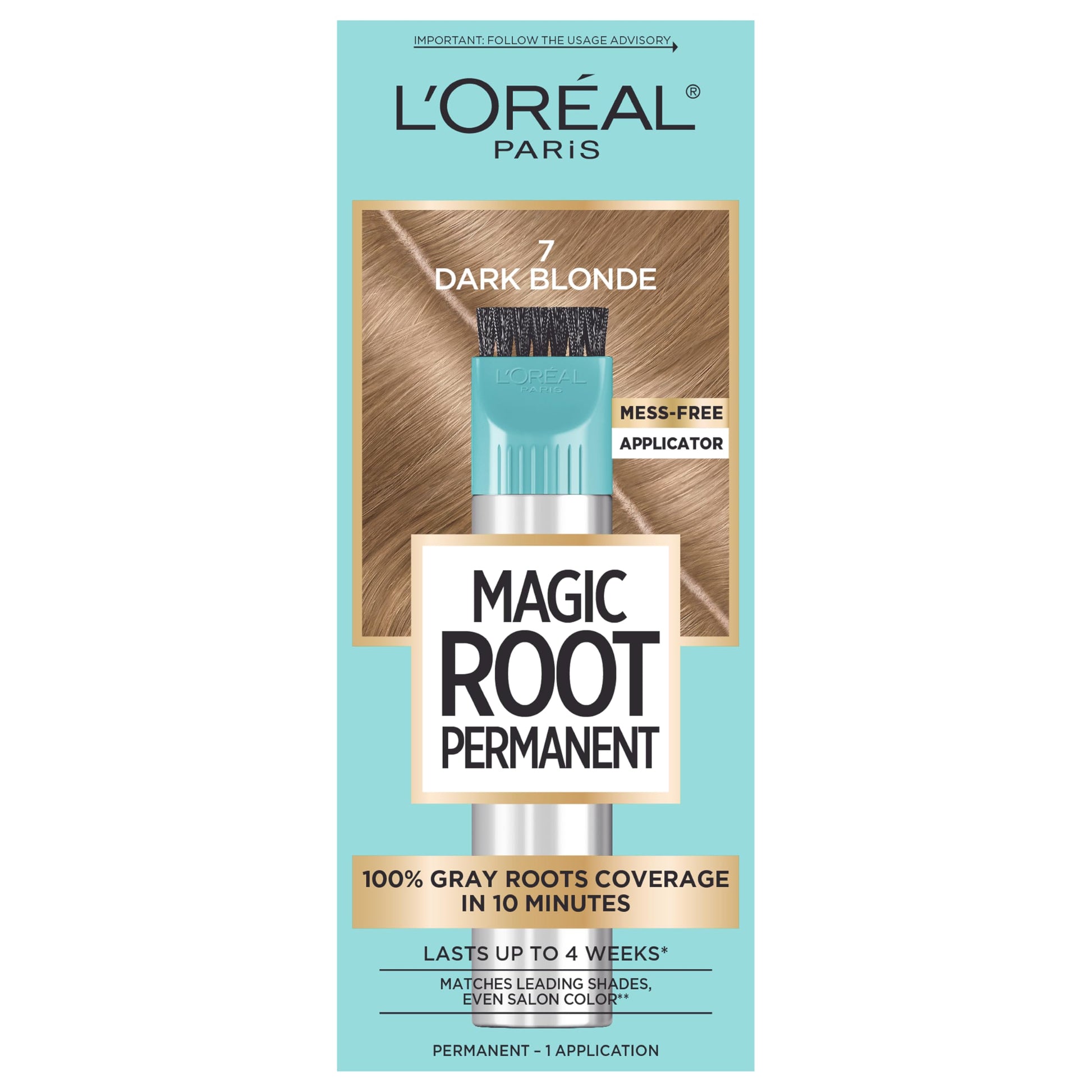 Buy now L'Oreal Paris Magic Root Rescue 10 Minute Root Hair Coloring Kit, Permanent Hair Color with Quick Precision Applicator, 100 percent Gray Coverage, 4 Dark Brown, 2 count 7 Dark Blonde 1 Count (Pack of 1) at indiglob india