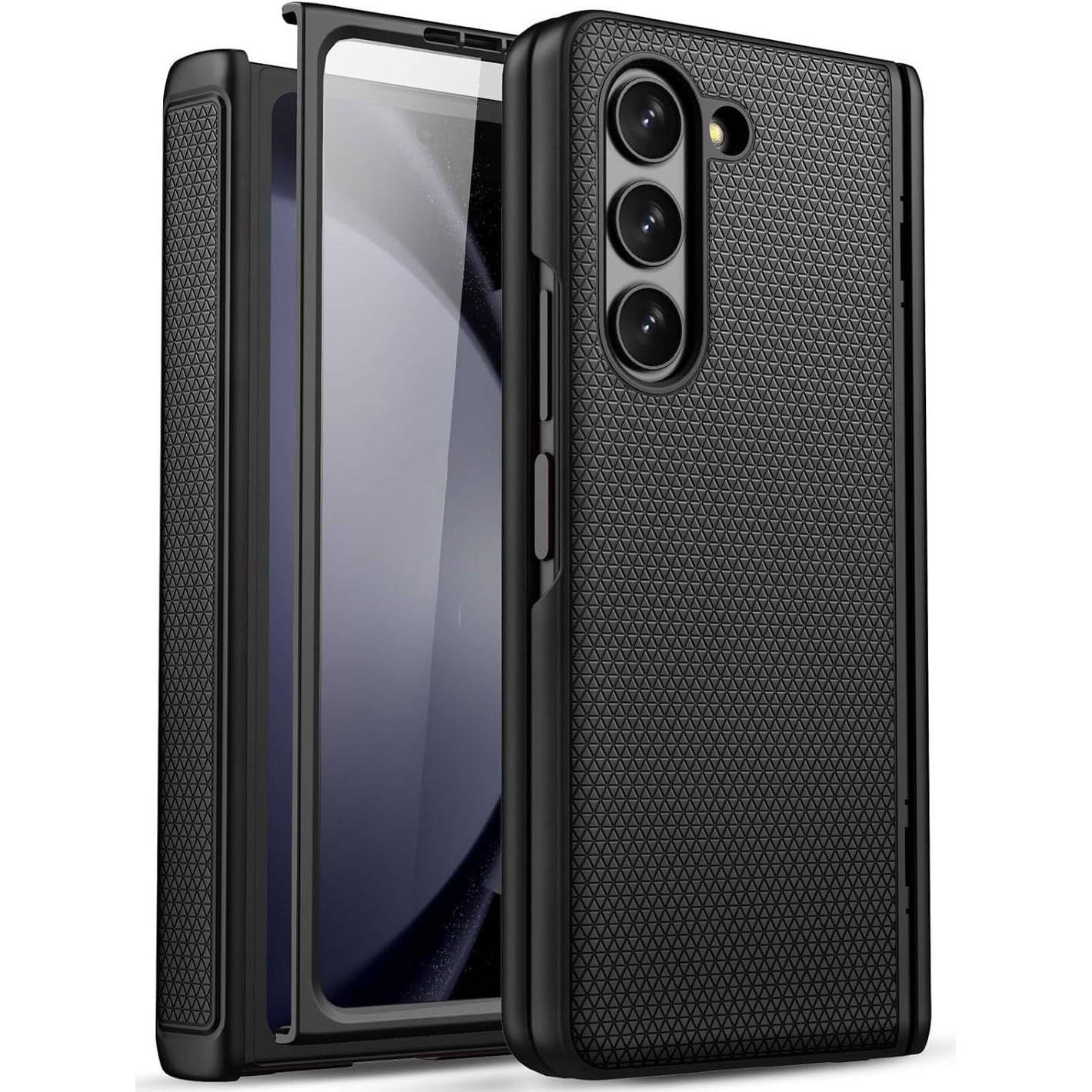 for Samsung Galaxy Z Fold 5 Case with Screen Protector & Hinge Protection, Slim Fit Shockproof Lightweight Durable Hard PC Cover Phone Case for Samsung Galaxy Z Fold 5 5G 2023, Black