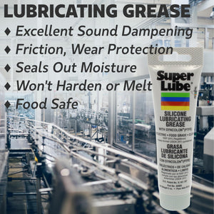 Super Lube 92003 Silicone Lubricating Grease with PTFE, 3 oz Tube, Translucent White