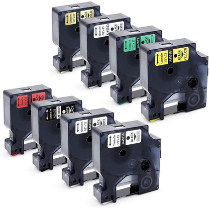 7-Pack Replace DYMO D1 Label Tape 45010 45013 45016 45017 45018 45019 45021 D1 Refills Compatible DYMO LabelManager 160 280 420P PnP 220P 360D 450 210D, 1/2” W x 23’ L, 12mm x 7m
