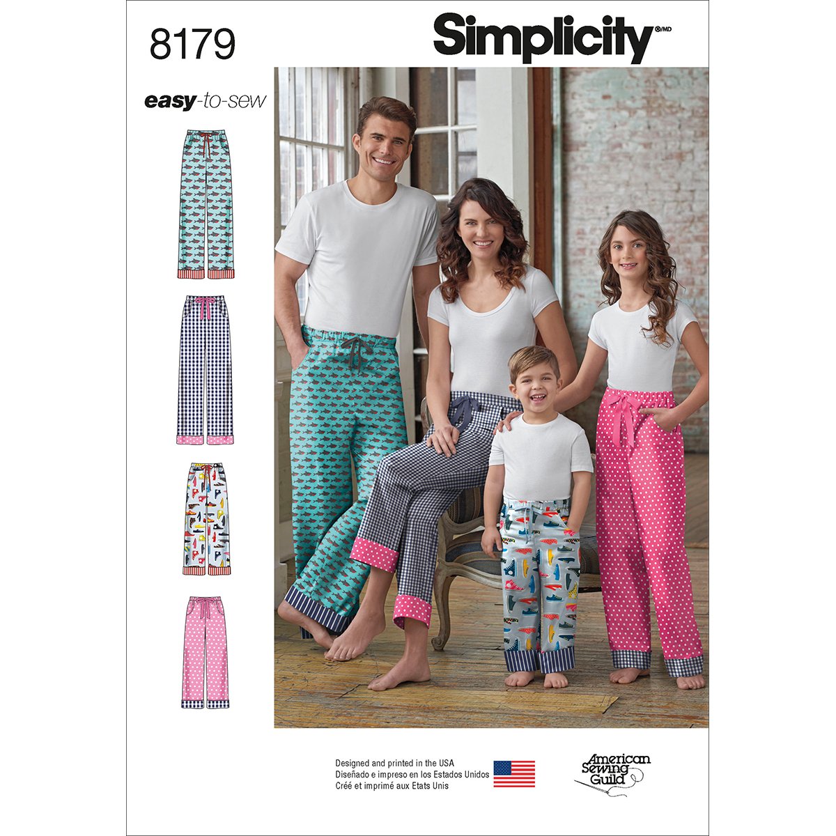 Buy now Simplicity 8179 Easy-to-Sew Children, Teen and Adult Pajama Pants Sewing Pattern in Sizes A (XS-XL) at indiglob india