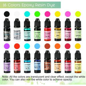 LET'S RESIN Epoxy Resin Paint Pigment 16 Color Concentrated Liquid Epoxy Resin Dye, Colorant for Resin Coloring, Resin Jewelry, Resin Art Crafts DIY Making (Each 0.35oz)
