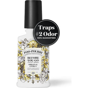 Poo-Pourri Before-You-Go Toilet Spray, Original Citrus, 4 Fl Oz, Up to 200 Uses, Bathroom Odor Deodorizer, Plant-Based with Essential Oils, for Home or Work, Lemon, Bergamot and Lemongrass Scent