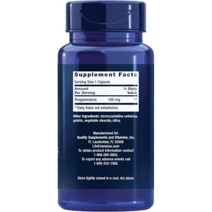 Life Extension Pregnenolone - Hormone Balance Supplement for Healthy Hormone Levels, 100 mg - Hormone Balance, Memory, Focus, Cognitive Health - Gluten-Free, Non-GMO, 100 Capsules