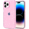 Compatible with iPhone 14 Pro Case, Bling Sparkle Soft TPU Anti-Scratch Shockproof Protective Phone Bumper, Women Girls Cute Slim Sparkly Phone Case for iPhone 14 Pro, Clear Glitter - Pink Glitter