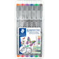 STAEDTLER 30805-SSB6 Pigment Liner Pens - Assorted Colours, 0.5 mm (Set of 6)