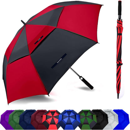 Golf Umbrella Large 62/68/72 Inch, Extra Large Oversize Double Canopy Vented Windproof Waterproof Umbrella, Automatic Open Golf Umbrella for Men and Women and Family.