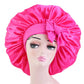 Satin Bonnet Silk for Hair Sleeping: Women Tie Bonnets Adjustable Night Cap Jumbo Size Comfortable Wide Band for Braids Curly Long Hair (Black)