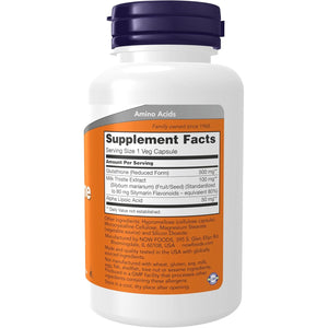 NOW Foods Supplements, Glutathione 500 mg, With Milk Thistle Extract & Alpha Lipoic Acid, Free Radical Neutralizer*, 60 Veg Capsules
