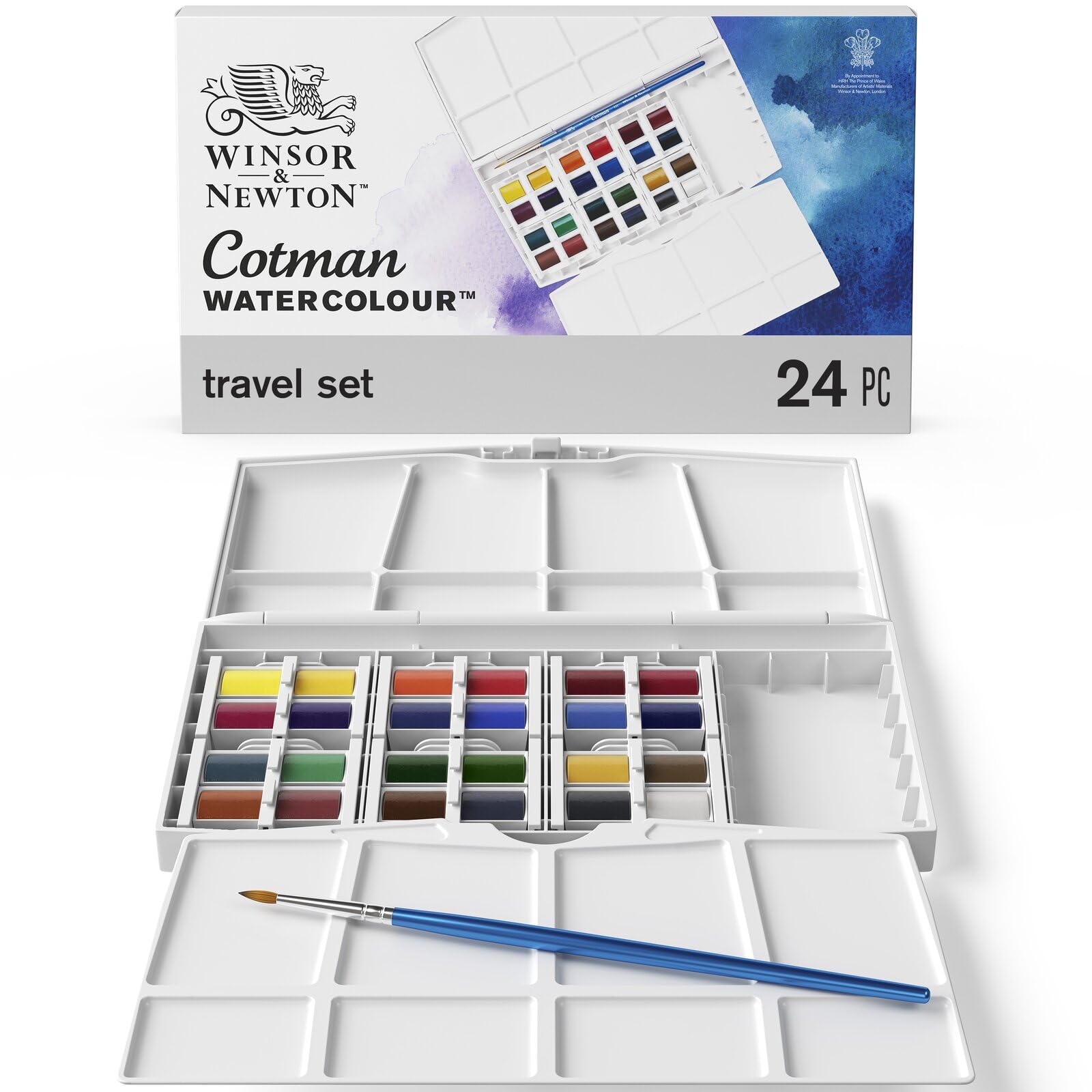 Buy now Winsor & Newton Cotman Watercolor Paint Set, Field Pocket Set, 12 Half Pan w/ Brush, Sponge, Bottle at indiglob india