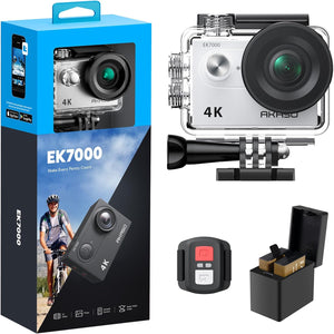AKASO EK7000 4K30FPS 20MP WiFi Action Camera with EIS Ultra HD 131FT Waterproof Underwater Camera Remote Control 4X Zoom Support External Microphone