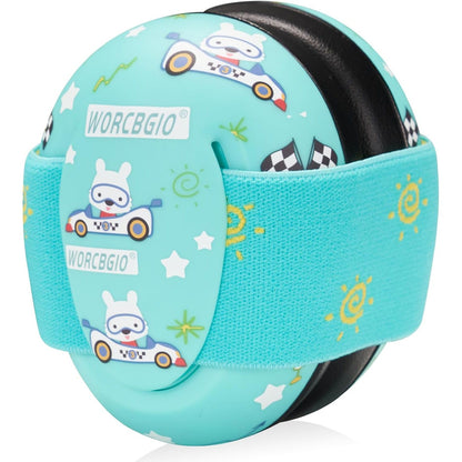 Infant Ear Protection Noise Cancelling Baby Ear Muffs, Toddler Hearing Protection with Adjustable Elastic Headband (Bear, White