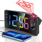 GOLOZA Projection Alarm Clock, Digital Clock with Modern Curved Design 180° Rotatable Projector, 3-Level Brightness Dimmer, Clear Red LED Display, Progressive Volume, 9mins Snooze,12/24H, for Bedroom