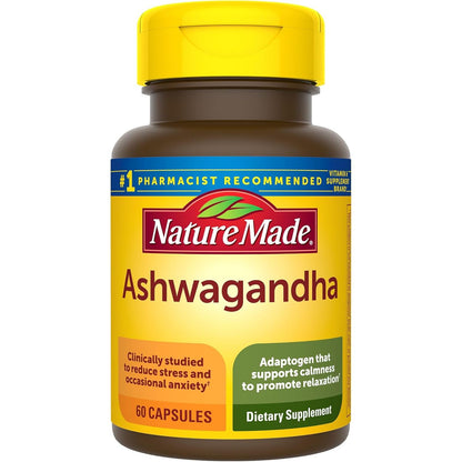 Nature Made Ashwagandha Capsules 125mg for Stress Support, 60 Capsules, 60 Day Supply