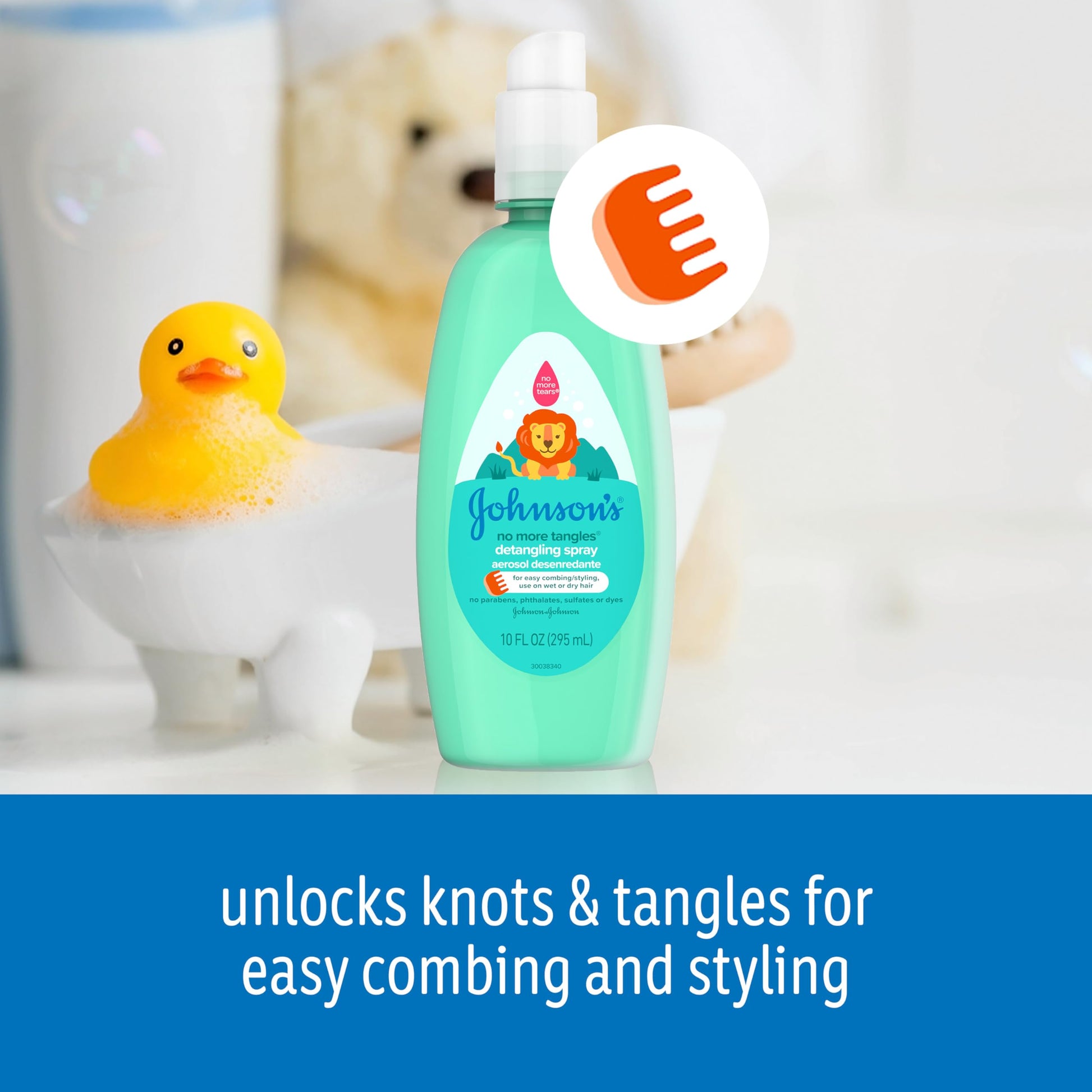 Buy now Johnson's No More Tangles Toddler & Kids Detangling Spray to Unlock Knots in Hair, Hypoallergenic & Paraben-Free, No More Tears Tear-Free Formula For Wet or Dry Hair, 10 fl. oz at indiglob india