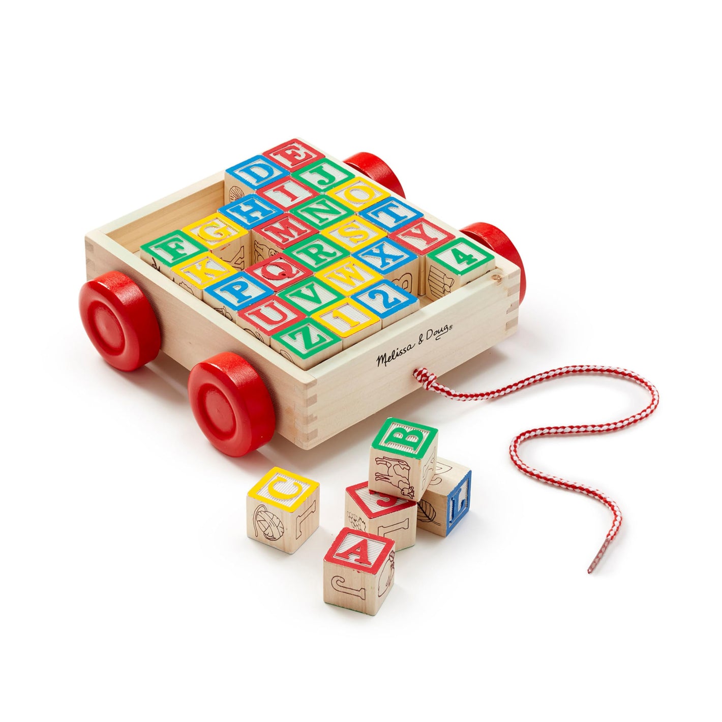 Buy now Melissa & Doug Classic ABC Wooden Block Cart Educational Toy with 30 1-Inch Solid Wood Blocks, Multicolor at indiglob india