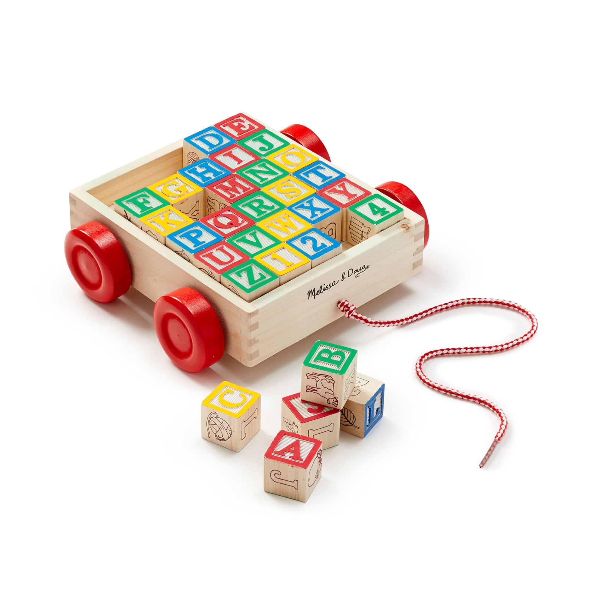Buy now Melissa & Doug Classic ABC Wooden Block Cart Educational Toy with 30 1-Inch Solid Wood Blocks, Multicolor at indiglob india