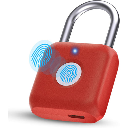 Pothunder Fingerprint Smart Padlock Lock, Biometric Metal Keyless Thumbprint Lock, Waterproof, USB Rechargeable, for Gym Locker, School Locker, Luggage, Backpack, Suitcase(Gray)