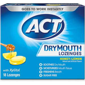 ACT Dry Mouth Lozenges With Xylitol, Sugar Free Honey-Lemon, 18 Count