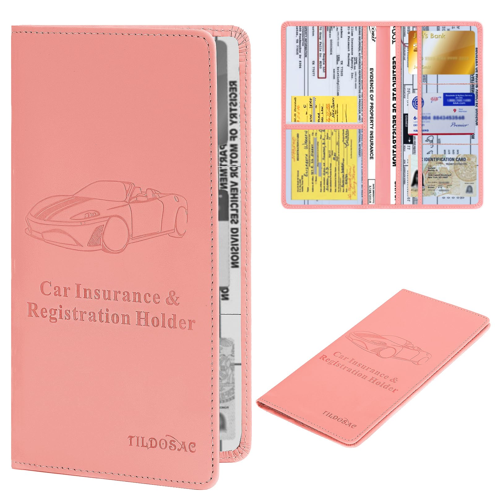 Buy now Leather Car Registration and Insurance Card Holder, Car Document Holder for Cards License with Magnetic Shut (Black, large) at indiglob india