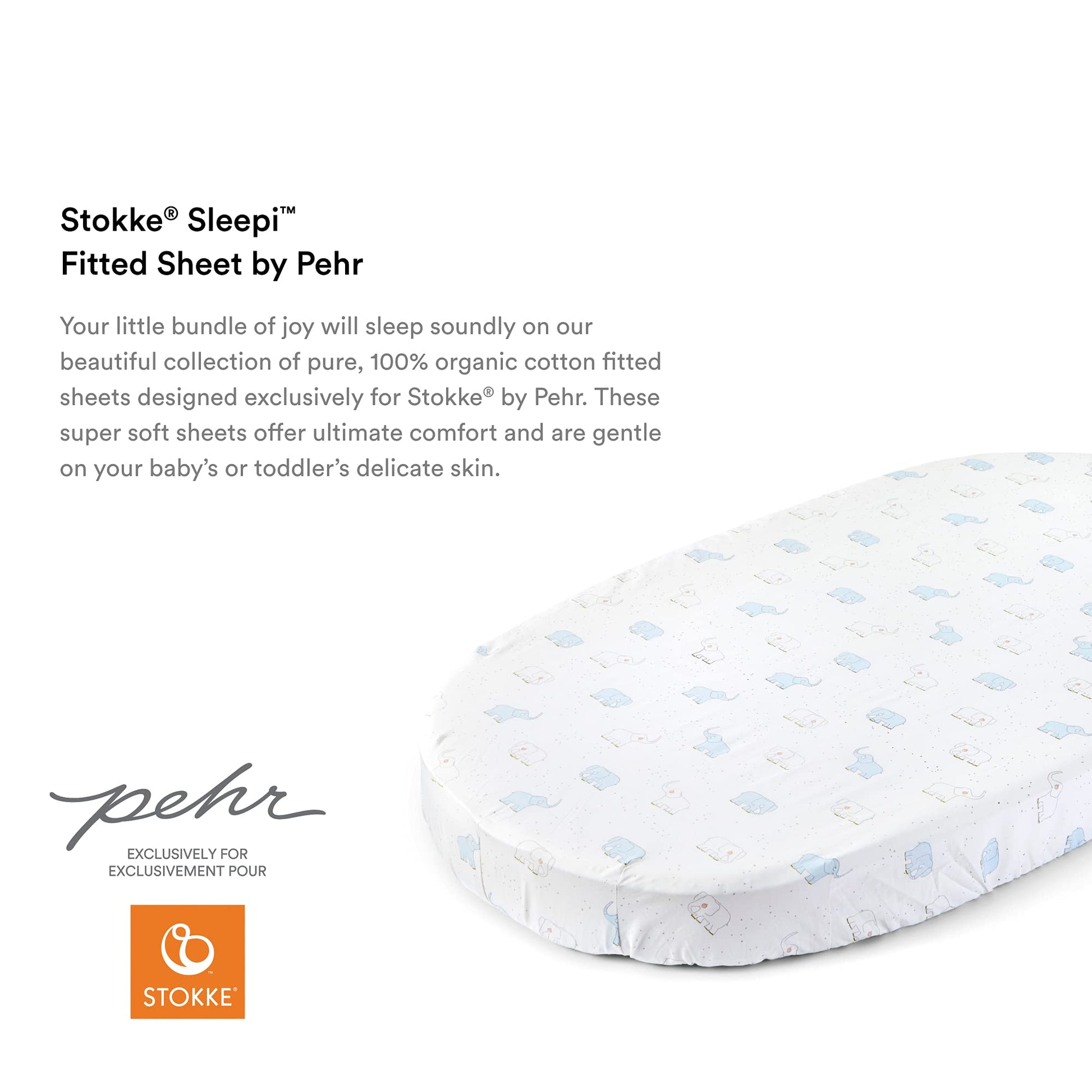 Buy now Stokke Sleepi Fitted Sheet by Pehr V2, Elephant - Not Compatible with Sleepi Bed Mattress Made After August 2022-100% Cotton at indiglob india