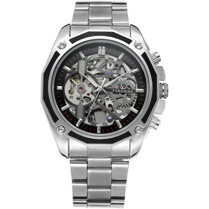 FORSINING Men's Branded Automatic Chinese Movt Stainless Steel Bracelet Unique Watch Clock