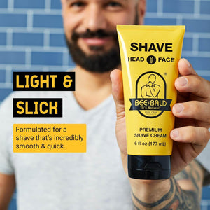 Bee Bald SHAVE Premium Shaving Cream Goes On Light & Slick That's Incredibly Smooth & Quick For Both Face And Head, 6 Fl Oz - My Store