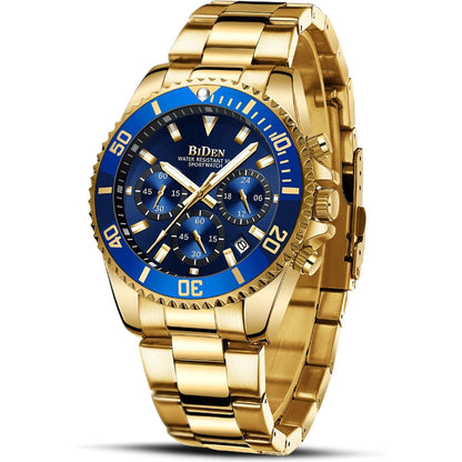 BIDEN Mens Watches Chronograph Stainless Steel Waterproof Date Analog Quartz Watch Business Wrist Watches for Men