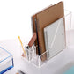 Buy now SANRUI Acrylic File Organizer with Pencil Holder Multi-Functional Clear Desk Accessories Organizer with 2 Slot Magazine Book Sorter Holder , 3 Compartments at indiglob india