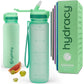 Hydracy Water Bottle with Time Marker -Large BPA Free Water Bottle & No Sweat Sleeve -Leak Proof Gym Bottle with Fruit Infuser Strainer & Times to Drink -Ideal for Fitness Sports & Outdoors