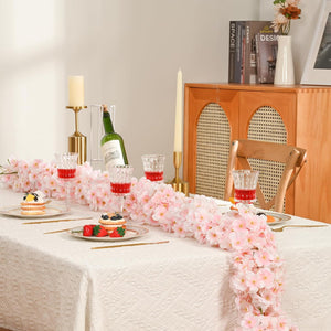 Sunm Boutique 4-Pack 23.6 Ft Cherry Blossom Garland Cherry Blossom Hanging Vine Silk Sakura Vines Garland for Wedding Party Decor, Pink