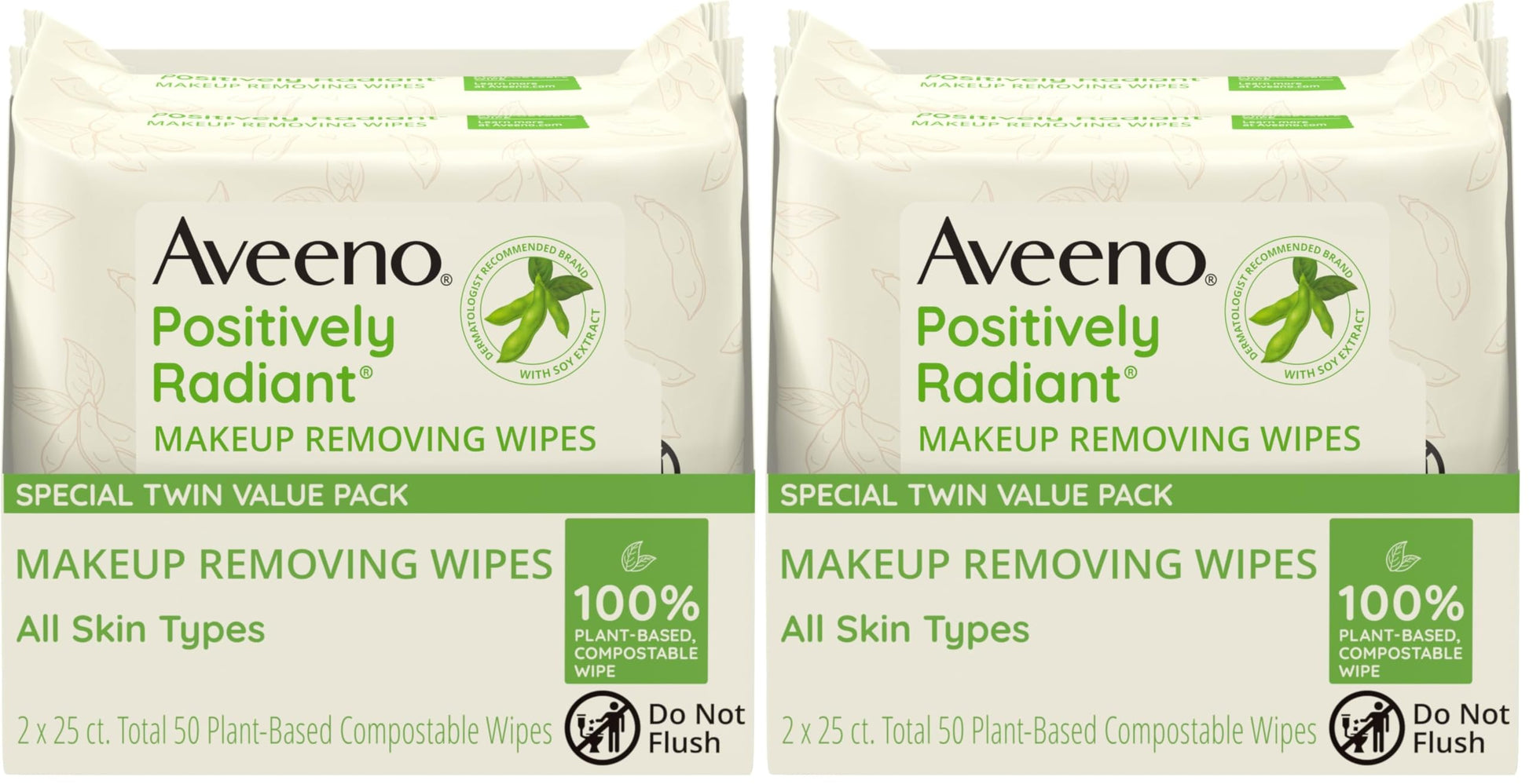 Buy now Aveeno Positively Radiant Alcohol Free Makeup Removing Face Wipes, Ultra Soft, Gentle, Non-Comedogenic Facial Cleansing Towelettes Leave Skin Feeling Clean & Soft, Sulfate Free, 25 ct soy 50 Count (Pack of 2) at indiglob india