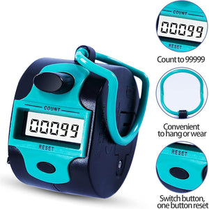Handy Counter Click Manual Digital clicker Stitch Tally Counters Finger Mechanical Palm Handheld Pitch 5-Digit Electronic Display Click Counter Number Count for Row, People, Golf Lap