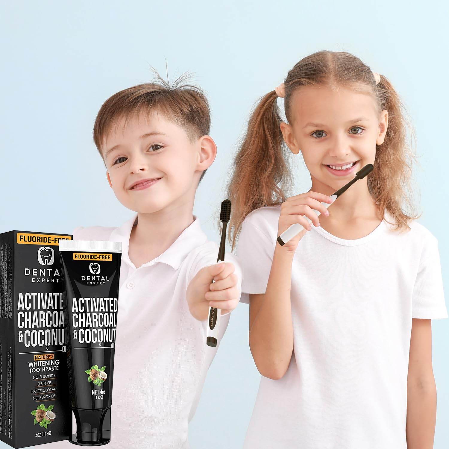 Charcoal Toothpaste Whitening, SLS Free, Tongue Cleaner & Toothbrush Included, Mint, Removes Coffee Stains from Teeth, 4oz - My Store