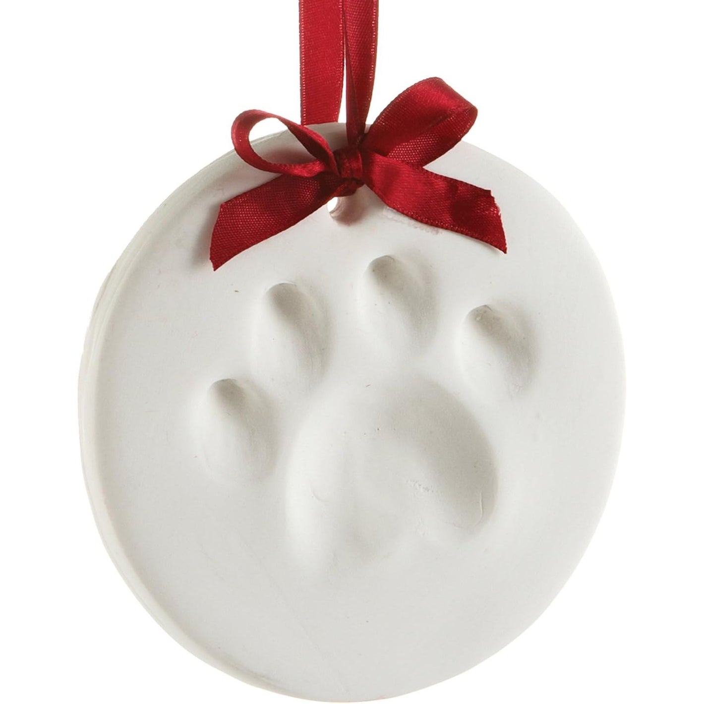 Pearhead Clay Pawprint Christmas Ornament, Pet Owner Holiday Gift, Dog or Cat Paw Print Keepsake, DIY Pawprint Hanging Ornament, Classic Red Ribbon