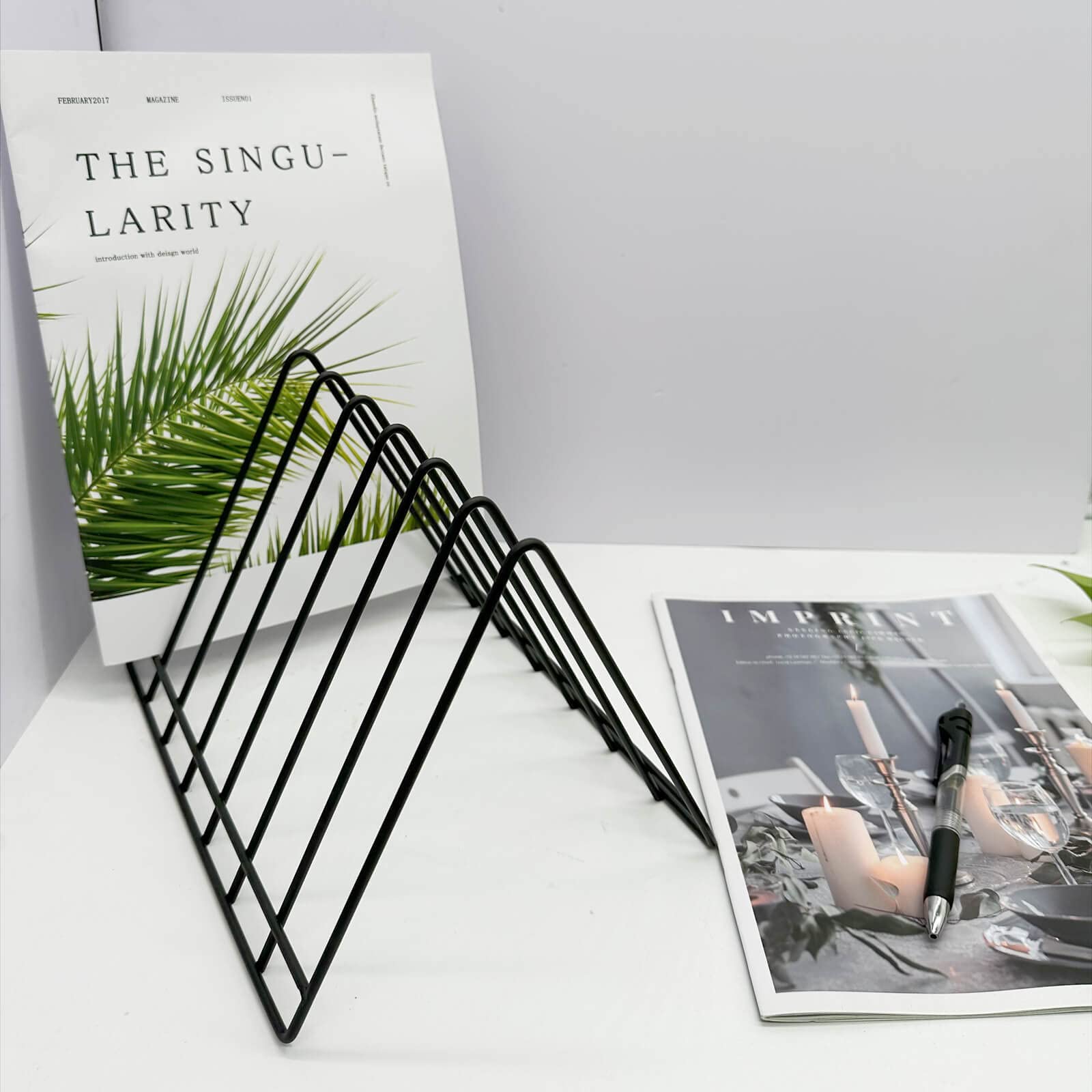 Buy now File Organizer-Metal Newspaper Holder-Magazine File Storage-Desktop Storage Book Rack-File Folder Holders-Office Products(Black at indiglob india
